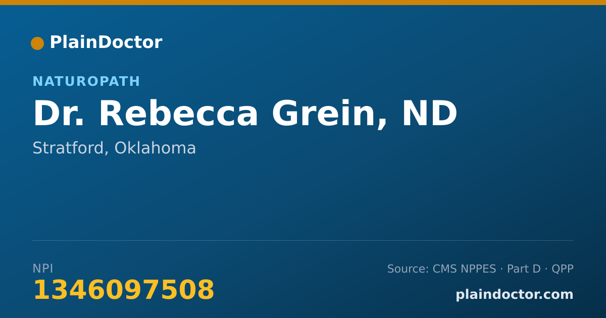 Shareable card for Rebecca Grein, ND - Naturopath, Stratford, OK