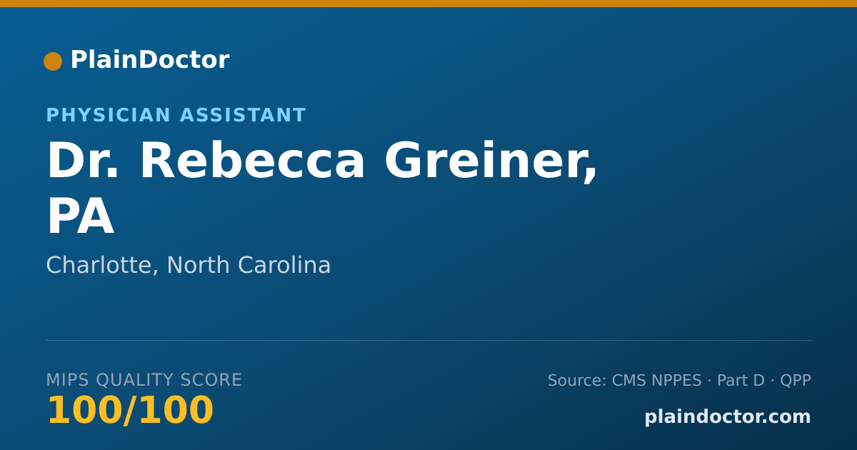Shareable card for Rebecca Greiner, PA - Physician Assistant, Charlotte, NC