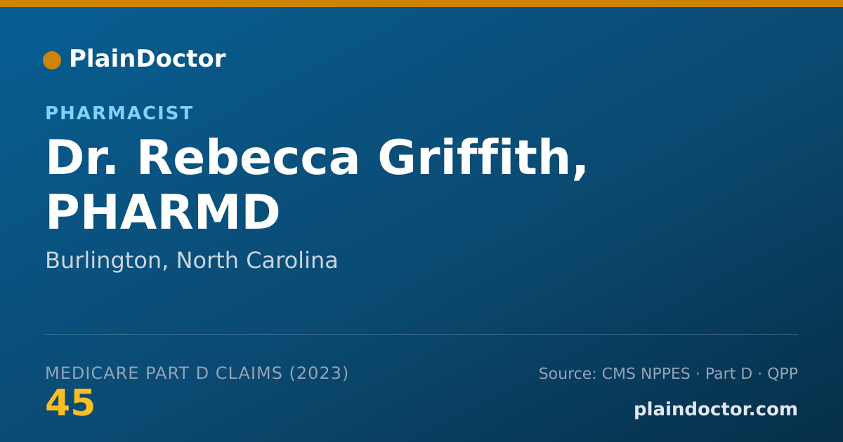 Shareable card for Rebecca Griffith, PHARMD - Pharmacist, Burlington, NC