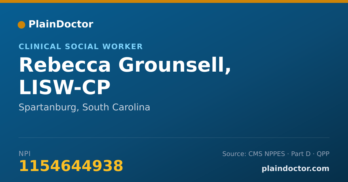 Shareable card for Rebecca Grounsell, LISW-CP - Clinical Social Worker, Spartanburg, SC
