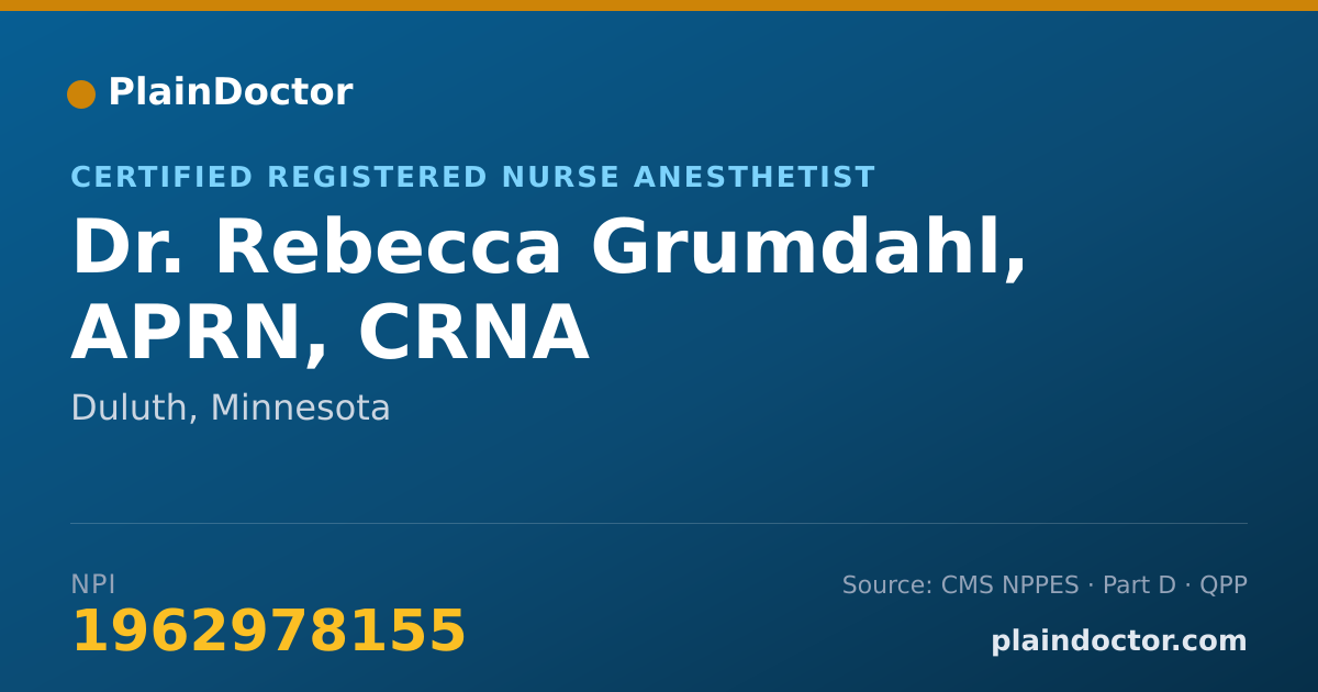 Shareable card for Rebecca Grumdahl, APRN, CRNA - Certified Registered Nurse Anesthetist, Duluth, MN