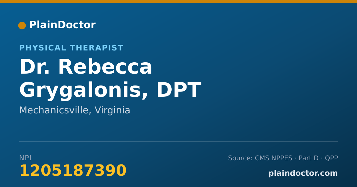 Shareable card for Rebecca Grygalonis, DPT - Physical Therapist, Mechanicsville, VA