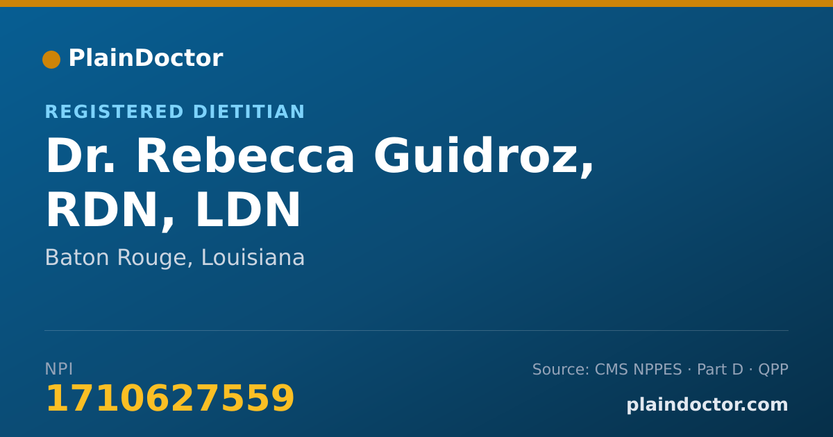 Shareable card for Rebecca Guidroz, RDN, LDN - Registered Dietitian, Baton Rouge, LA