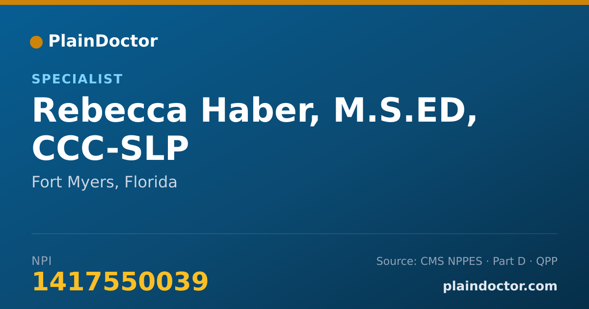 Shareable card for Rebecca Haber, M.S.ED, CCC-SLP - Specialist, Fort Myers, FL