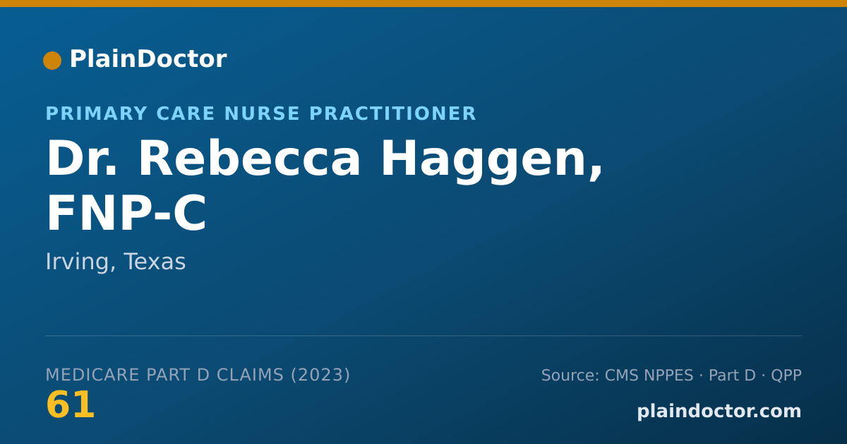 Shareable card for Rebecca Haggen, FNP-C - Primary Care Nurse Practitioner, Irving, TX