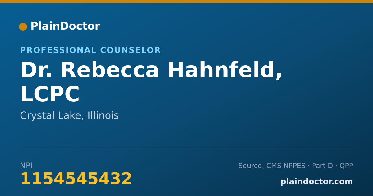 Shareable card for Rebecca Hahnfeld, LCPC - Professional Counselor, Crystal Lake, IL