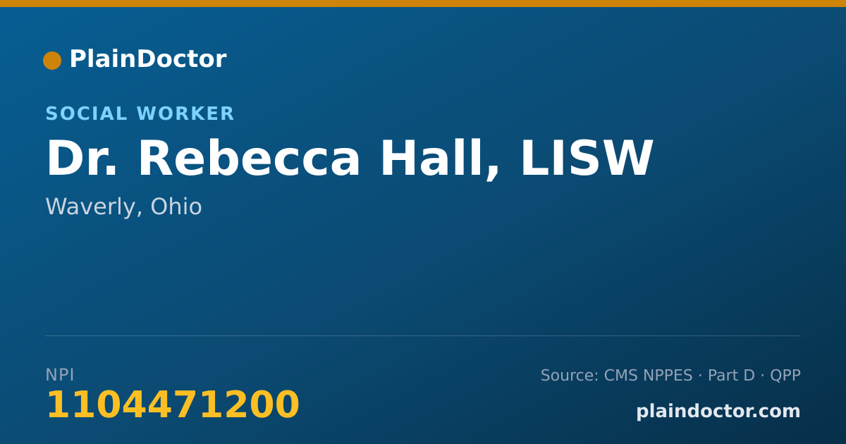 Shareable card for Rebecca Hall, LISW - Social Worker, Waverly, OH