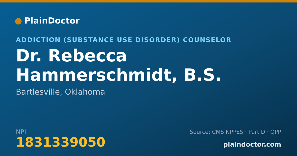 Shareable card for Rebecca Hammerschmidt, B.S. - Addiction (Substance Use Disorder) Counselor, Bartlesville, OK