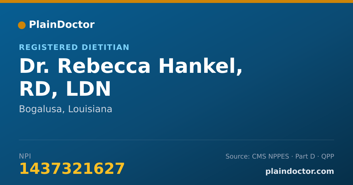 Shareable card for Rebecca Hankel, RD, LDN - Registered Dietitian, Bogalusa, LA