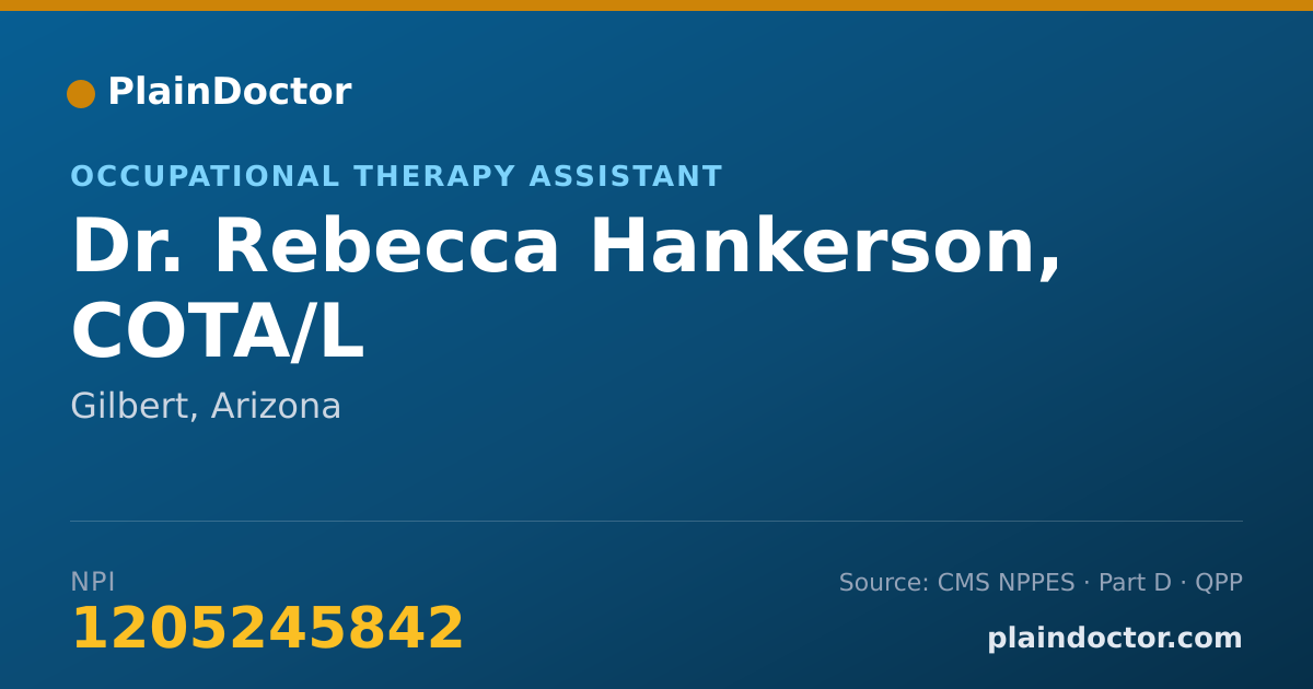 Shareable card for Rebecca Hankerson, COTA/L - Occupational Therapy Assistant, Gilbert, AZ