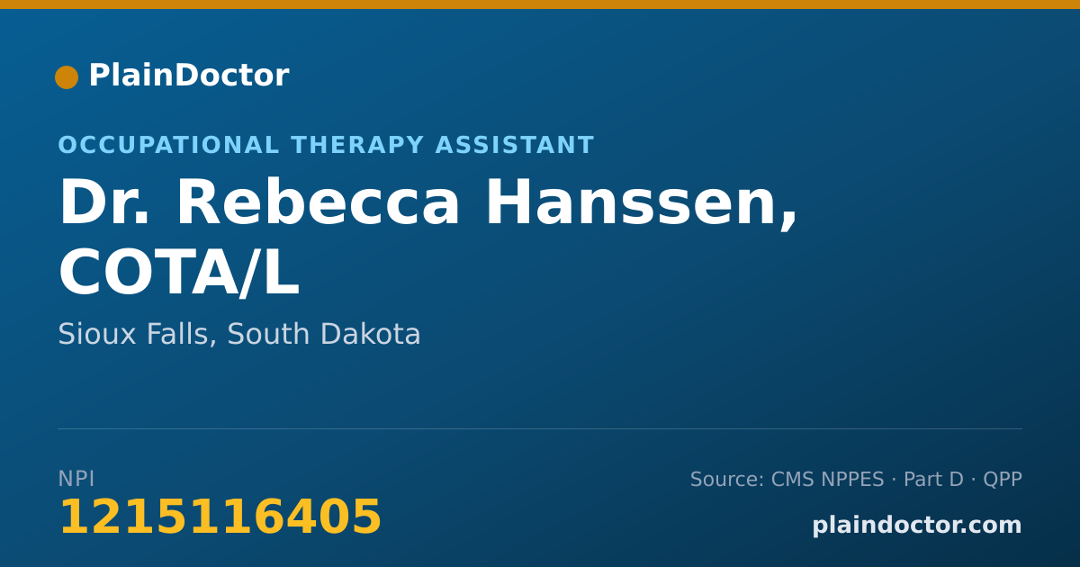 Shareable card for Rebecca Hanssen, COTA/L - Occupational Therapy Assistant, Sioux Falls, SD