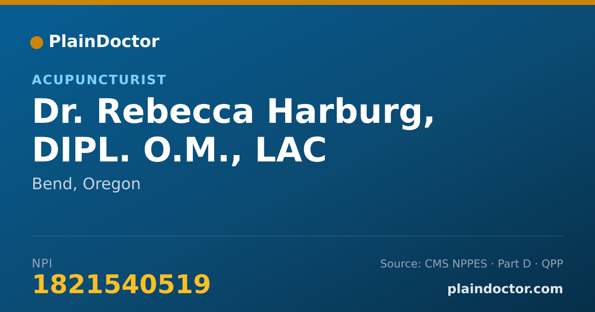 Shareable card for Rebecca Harburg, DIPL. O.M., LAC - Acupuncturist, Bend, OR