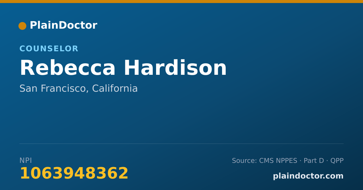 Shareable card for Rebecca Hardison - Counselor, San Francisco, CA