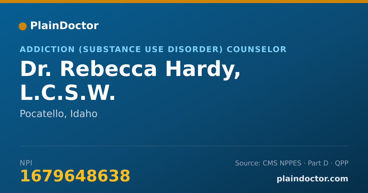 Shareable card for Rebecca Hardy, L.C.S.W. - Addiction (Substance Use Disorder) Counselor, Pocatello, ID