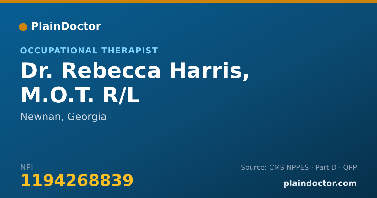 Shareable card for Rebecca Harris, M.O.T. R/L - Occupational Therapist, Newnan, GA