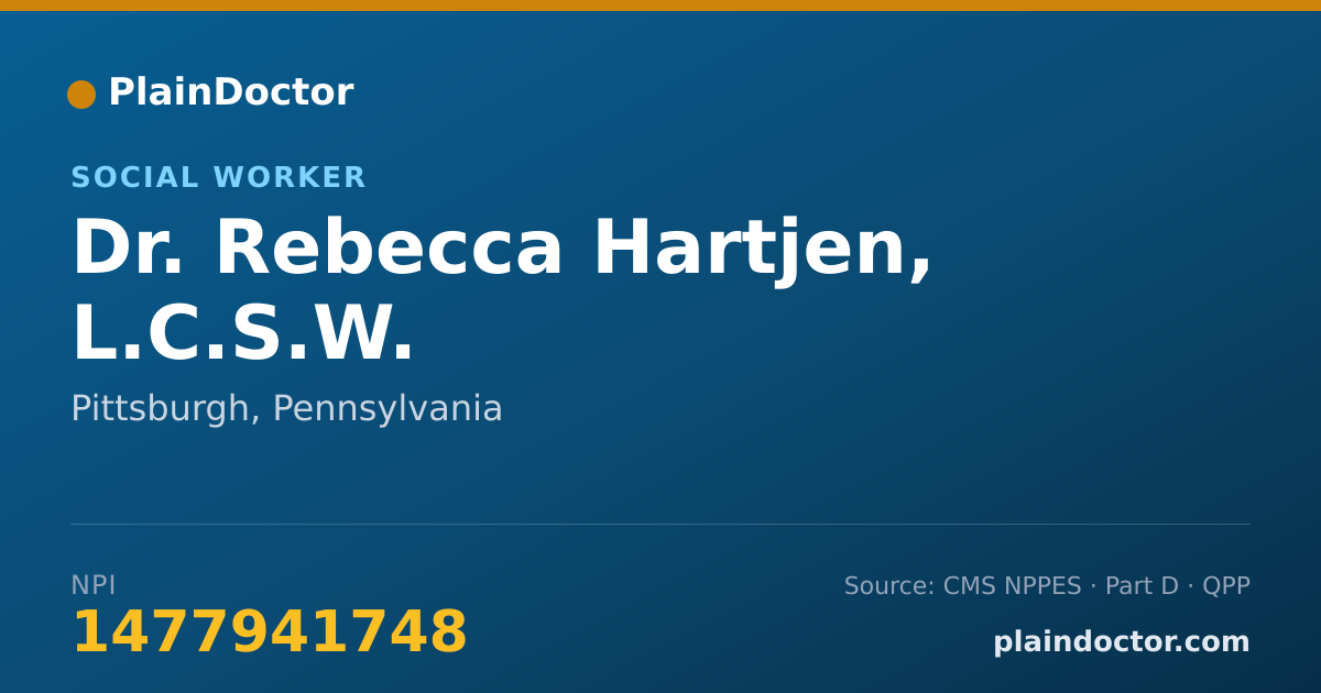 Shareable card for Rebecca Hartjen, L.C.S.W. - Social Worker, Pittsburgh, PA