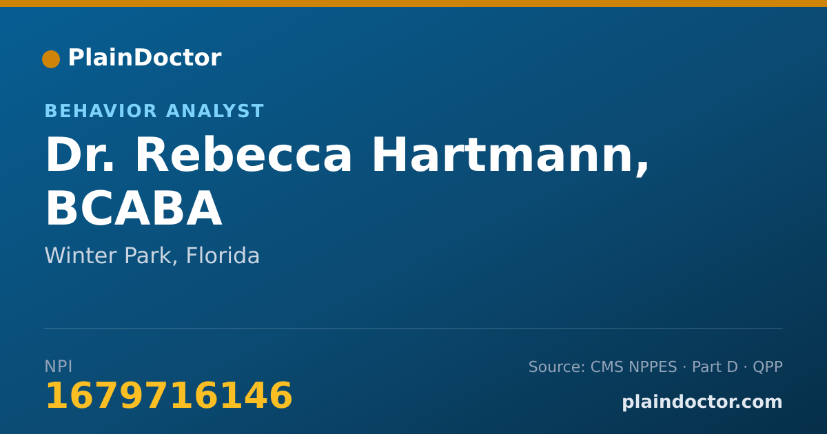 Shareable card for Rebecca Hartmann, BCABA - Behavior Analyst, Winter Park, FL