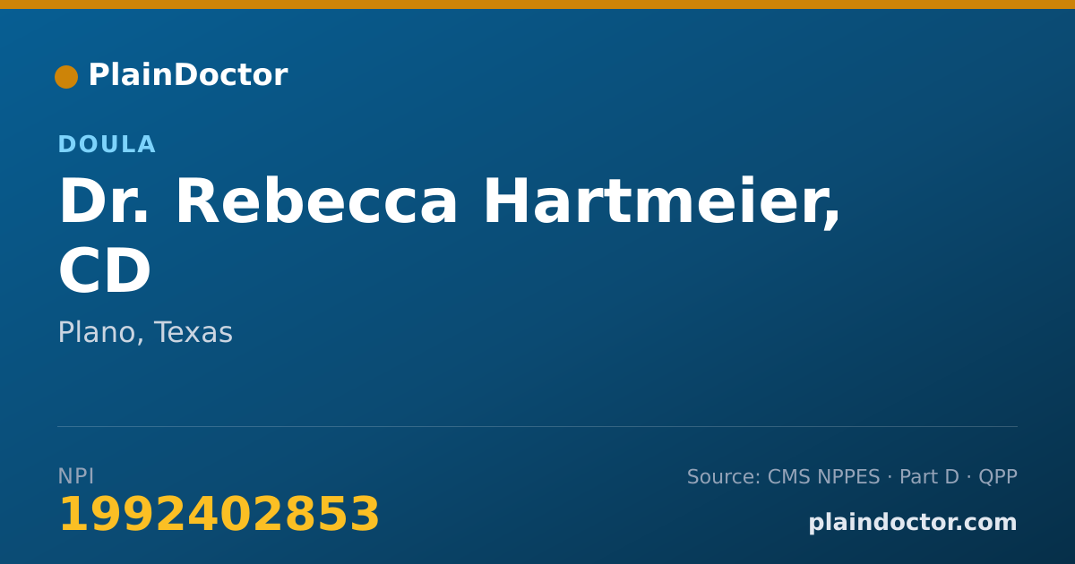Shareable card for Rebecca Hartmeier, CD - Doula, Plano, TX