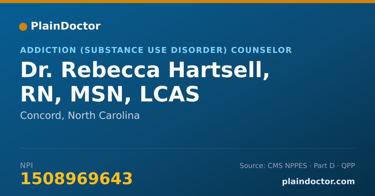 Shareable card for Rebecca Hartsell, RN, MSN, LCAS - Addiction (Substance Use Disorder) Counselor, Concord, NC
