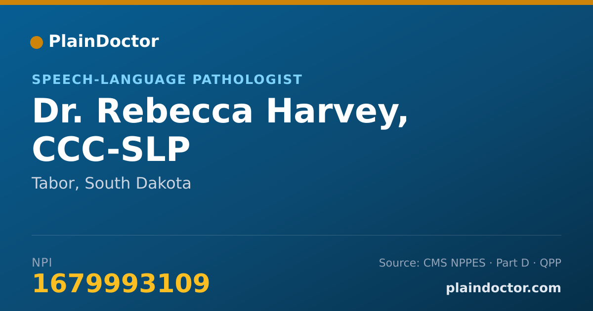 Shareable card for Rebecca Harvey, CCC-SLP - Speech-Language Pathologist, Tabor, SD