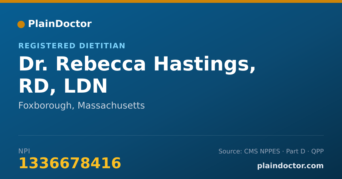 Shareable card for Rebecca Hastings, RD, LDN - Registered Dietitian, Foxborough, MA