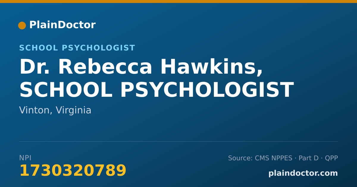 Shareable card for Rebecca Hawkins, SCHOOL PSYCHOLOGIST - School Psychologist, Vinton, VA