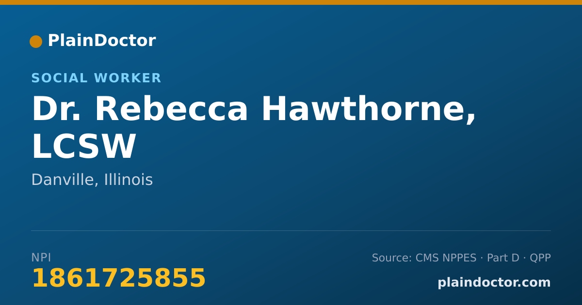 Shareable card for Rebecca Hawthorne, LCSW - Social Worker, Danville, IL