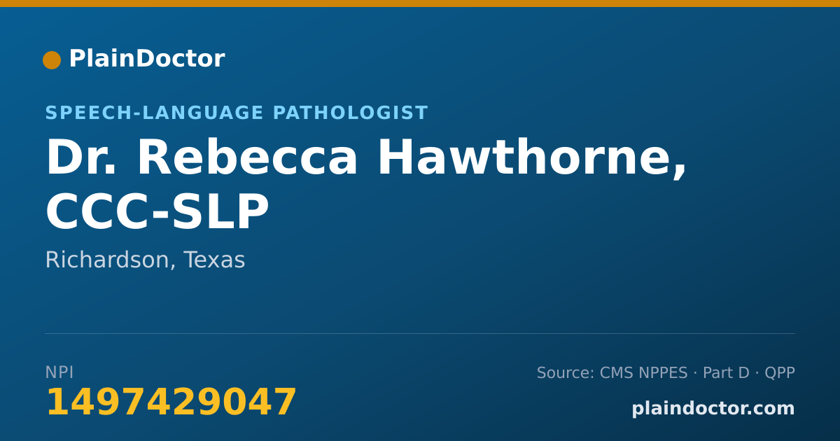 Shareable card for Rebecca Hawthorne, CCC-SLP - Speech-Language Pathologist, Richardson, TX