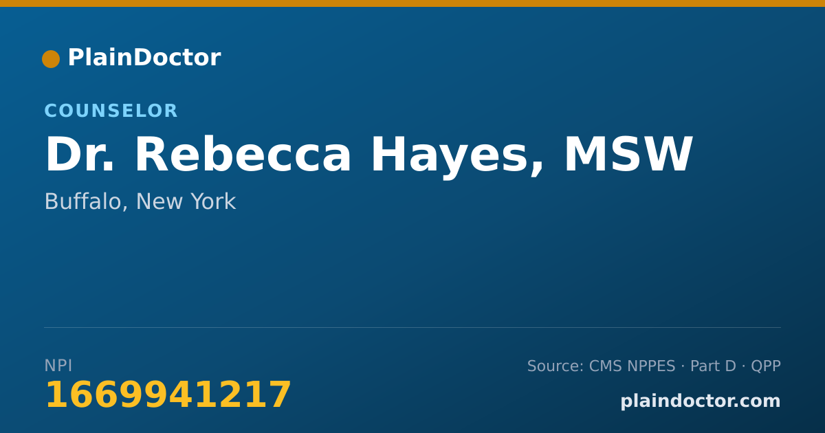 Shareable card for Rebecca Hayes, MSW - Counselor, Buffalo, NY