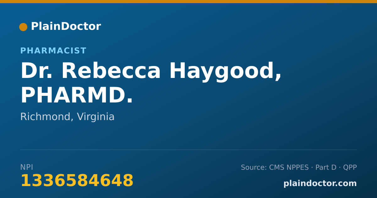 Shareable card for Rebecca Haygood, PHARMD. - Pharmacist, Richmond, VA
