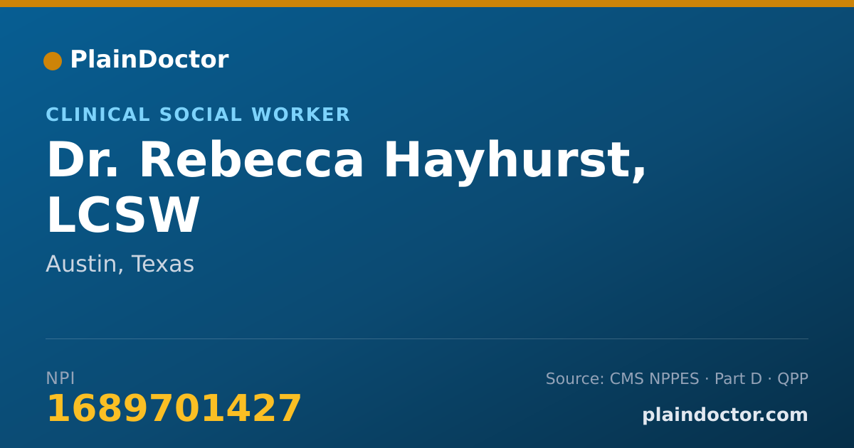 Shareable card for Rebecca Hayhurst, LCSW - Clinical Social Worker, Austin, TX