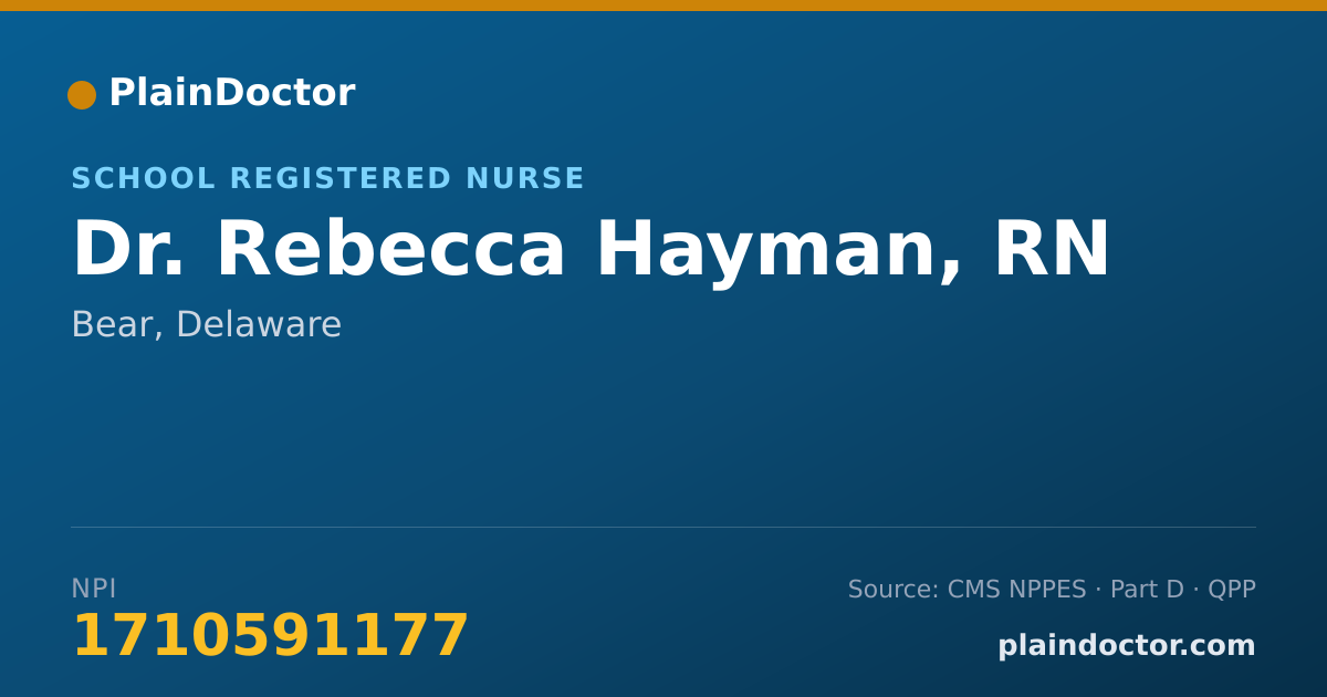 Shareable card for Rebecca Hayman, RN - School Registered Nurse, Bear, DE