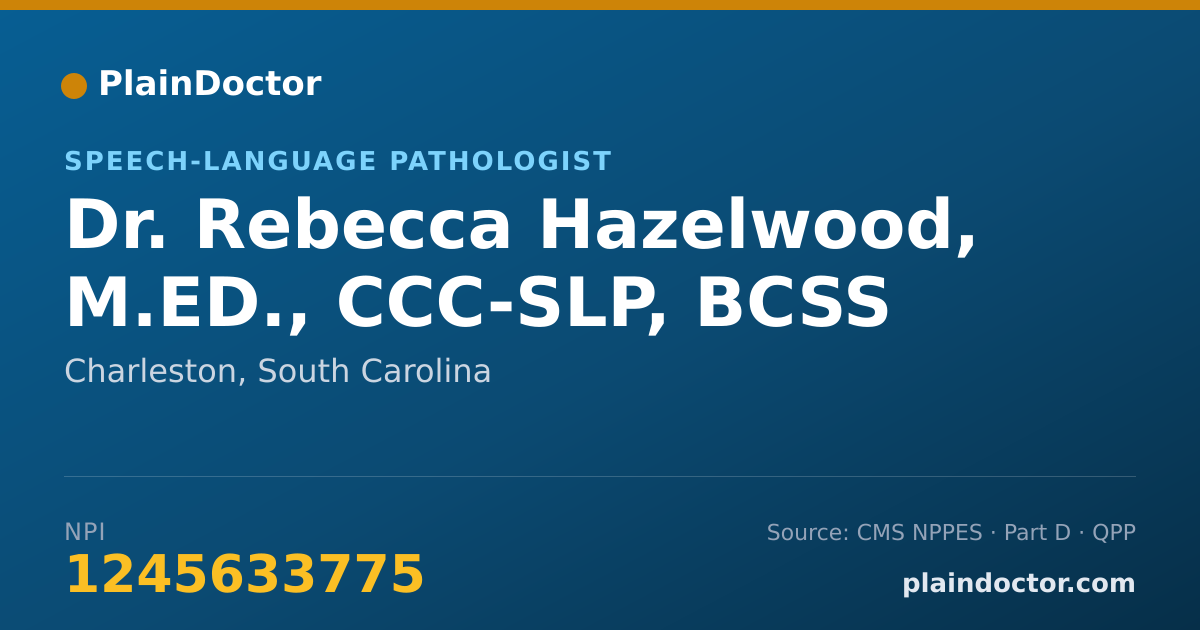 Shareable card for Rebecca Hazelwood, M.ED., CCC-SLP, BCSS - Speech-Language Pathologist, Charleston, SC