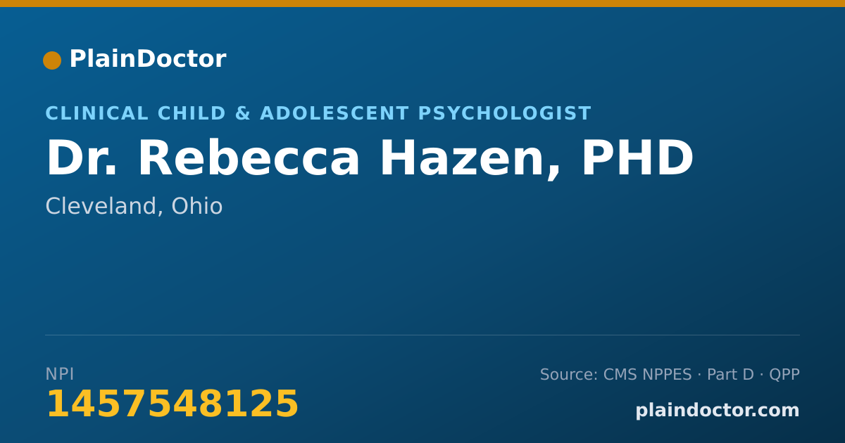 Shareable card for Rebecca Hazen, PHD - Clinical Child & Adolescent Psychologist, Cleveland, OH
