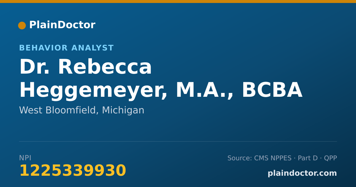 Shareable card for Rebecca Heggemeyer, M.A., BCBA - Behavior Analyst, West Bloomfield, MI