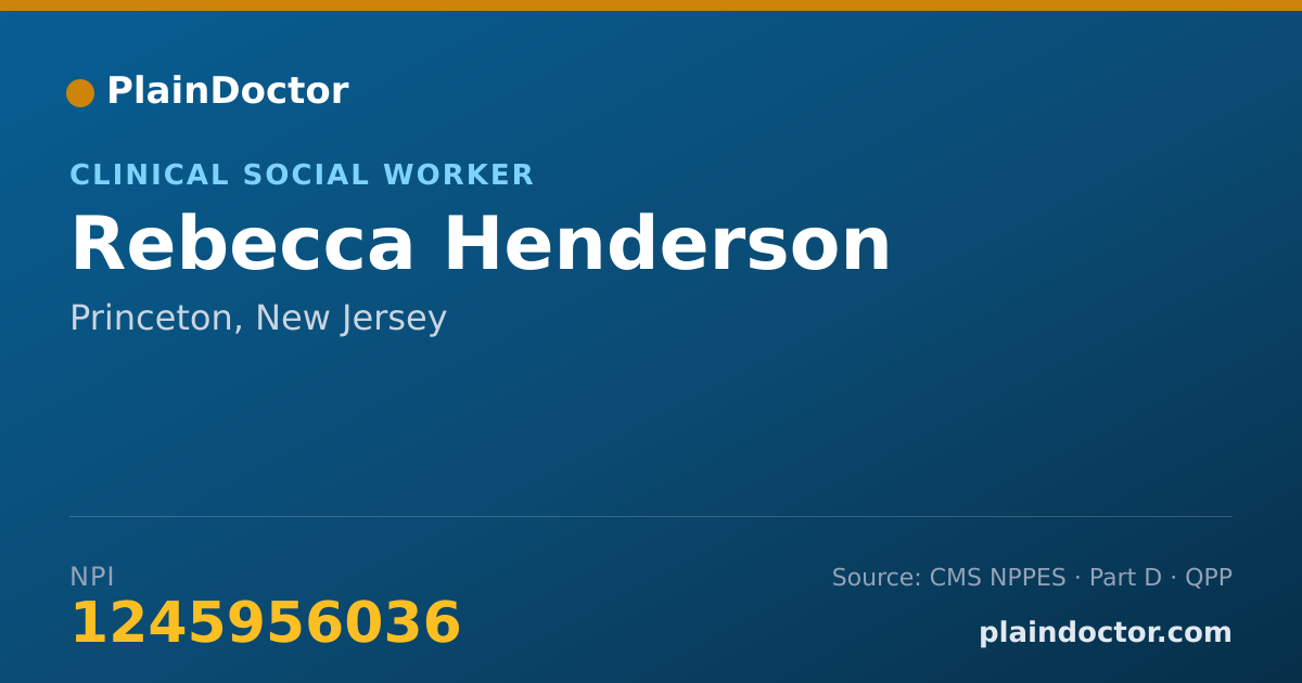 Shareable card for Rebecca Henderson - Clinical Social Worker, Princeton, NJ