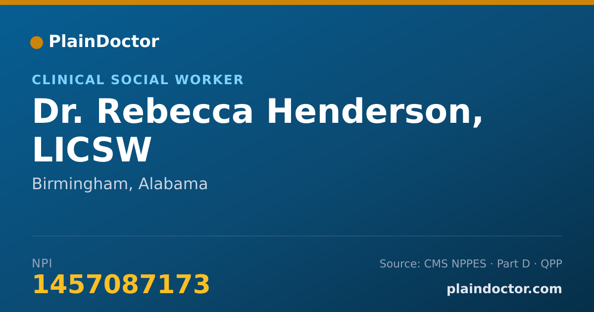 Shareable card for Rebecca Henderson, LICSW - Clinical Social Worker, Birmingham, AL