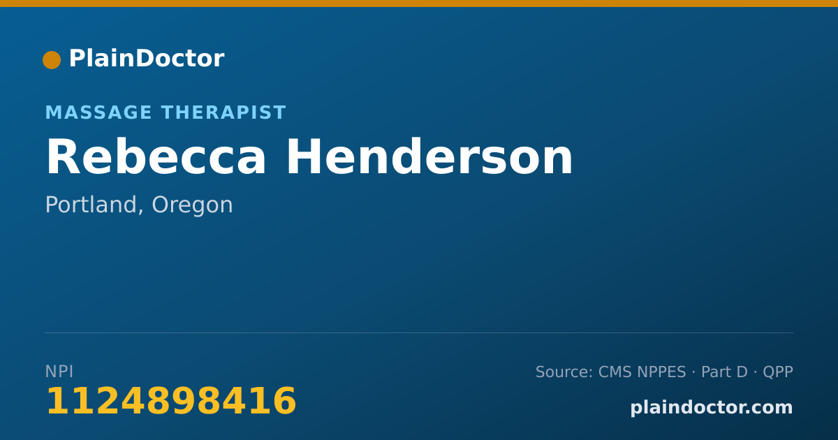 Shareable card for Rebecca Henderson - Massage Therapist, Portland, OR
