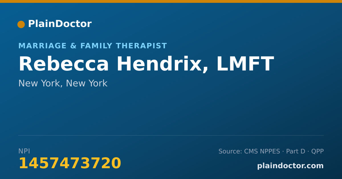 Shareable card for Rebecca Hendrix, LMFT - Marriage & Family Therapist, New York, NY