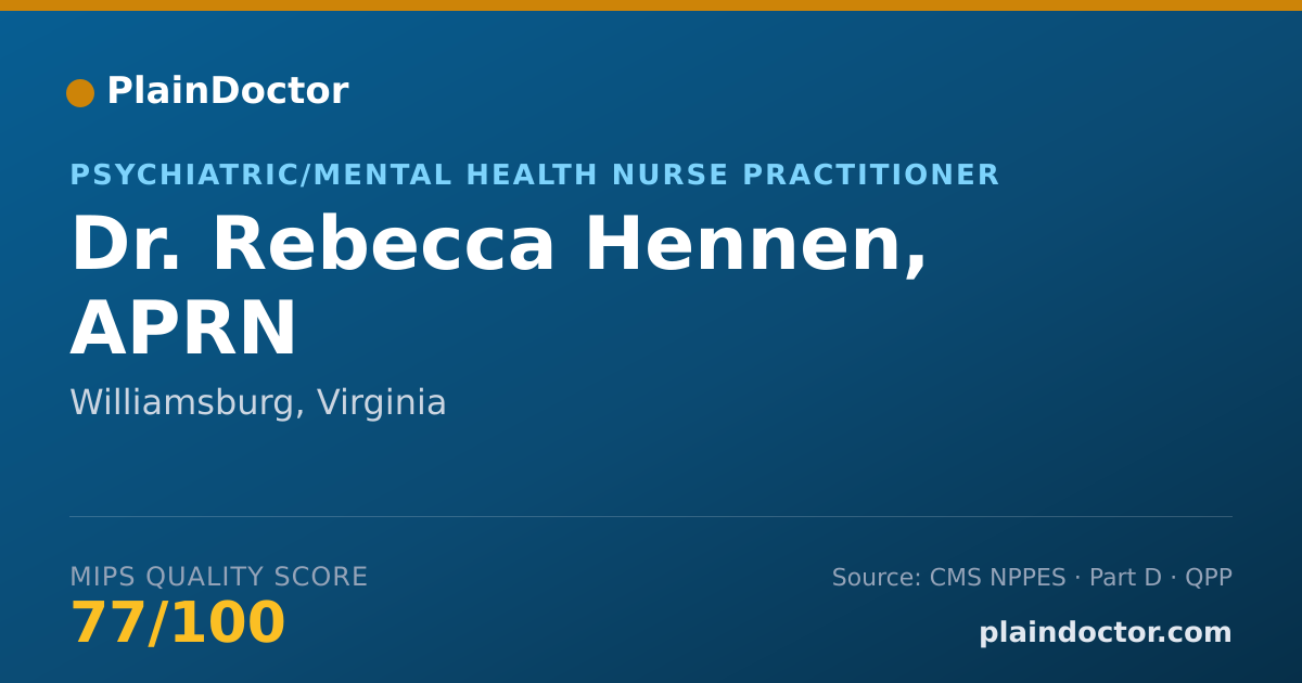 Shareable card for Rebecca Hennen, APRN - Psychiatric/Mental Health Nurse Practitioner, Williamsburg, VA
