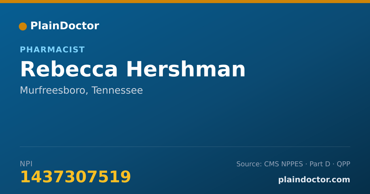 Shareable card for Rebecca Hershman - Pharmacist, Murfreesboro, TN