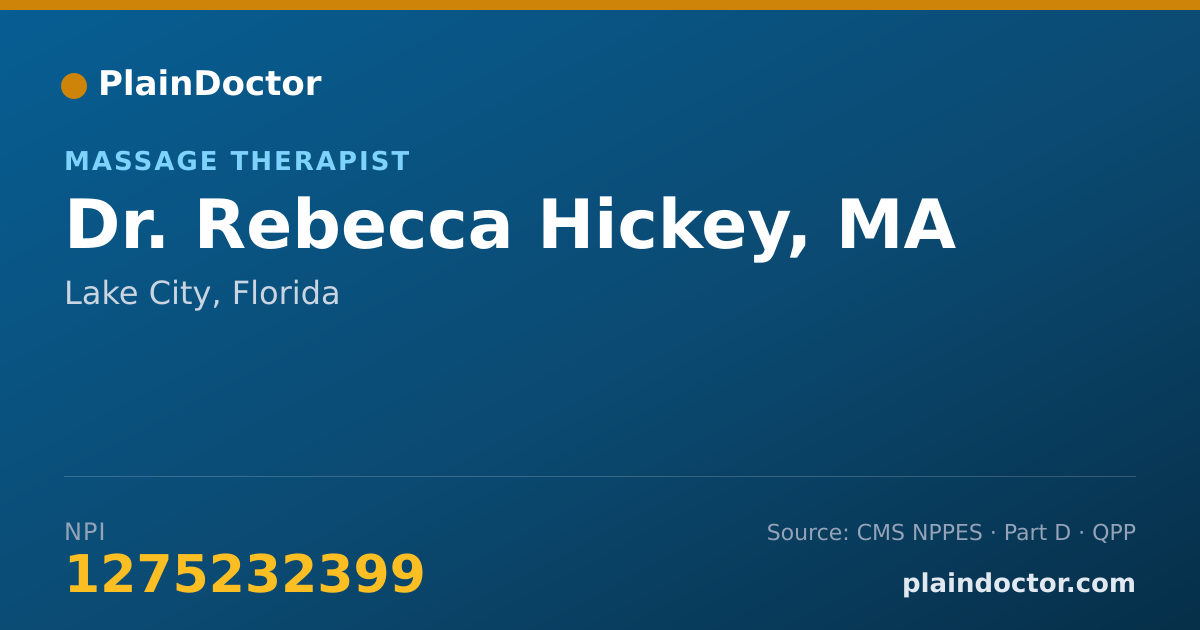 Shareable card for Rebecca Hickey, MA - Massage Therapist, Lake City, FL