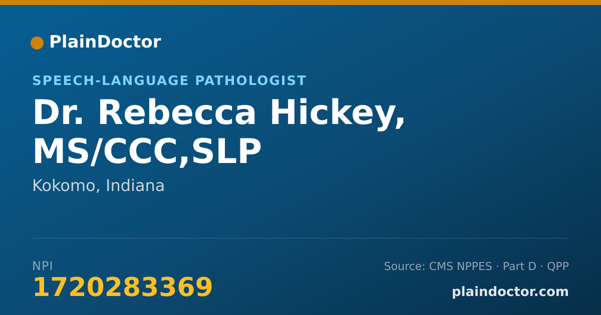 Shareable card for Rebecca Hickey, MS/CCC,SLP - Speech-Language Pathologist, Kokomo, IN