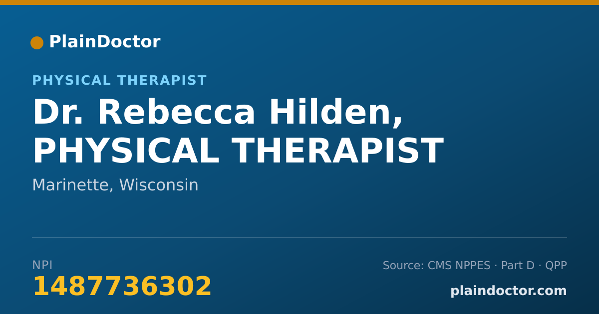 Shareable card for Rebecca Hilden, PHYSICAL THERAPIST - Physical Therapist, Marinette, WI