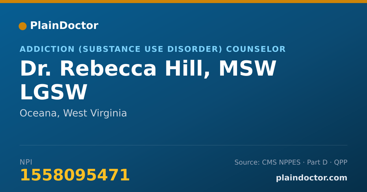 Shareable card for Rebecca Hill, MSW LGSW - Addiction (Substance Use Disorder) Counselor, Oceana, WV