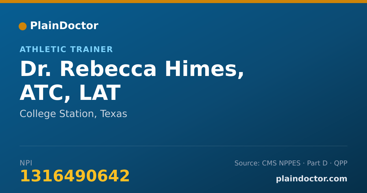 Shareable card for Rebecca Himes, ATC, LAT - Athletic Trainer, College Station, TX