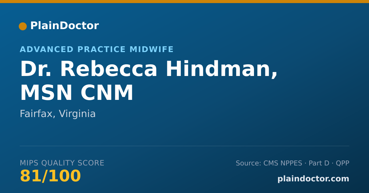 Shareable card for Rebecca Hindman, MSN CNM - Advanced Practice Midwife, Fairfax, VA