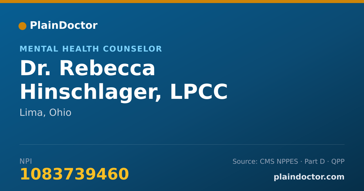 Shareable card for Rebecca Hinschlager, LPCC - Mental Health Counselor, Lima, OH