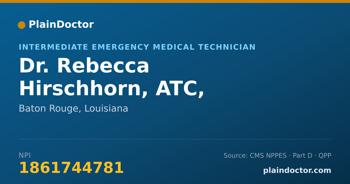 Shareable card for Rebecca Hirschhorn, ATC, NRAEMT - Intermediate Emergency Medical Technician, Baton Rouge, LA