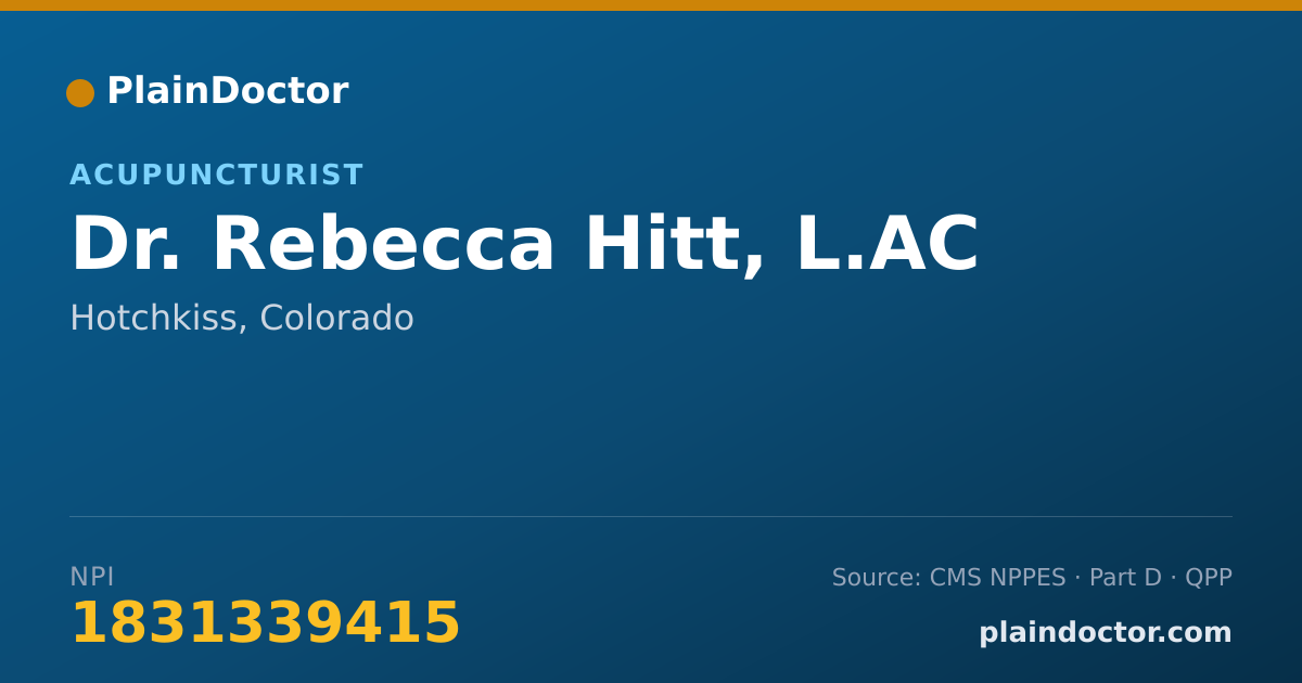 Shareable card for Rebecca Hitt, L.AC - Acupuncturist, Hotchkiss, CO